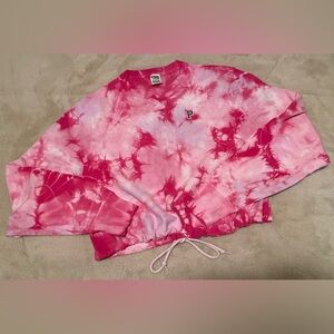 Pink Tie-Dye Crop Sweatshirt